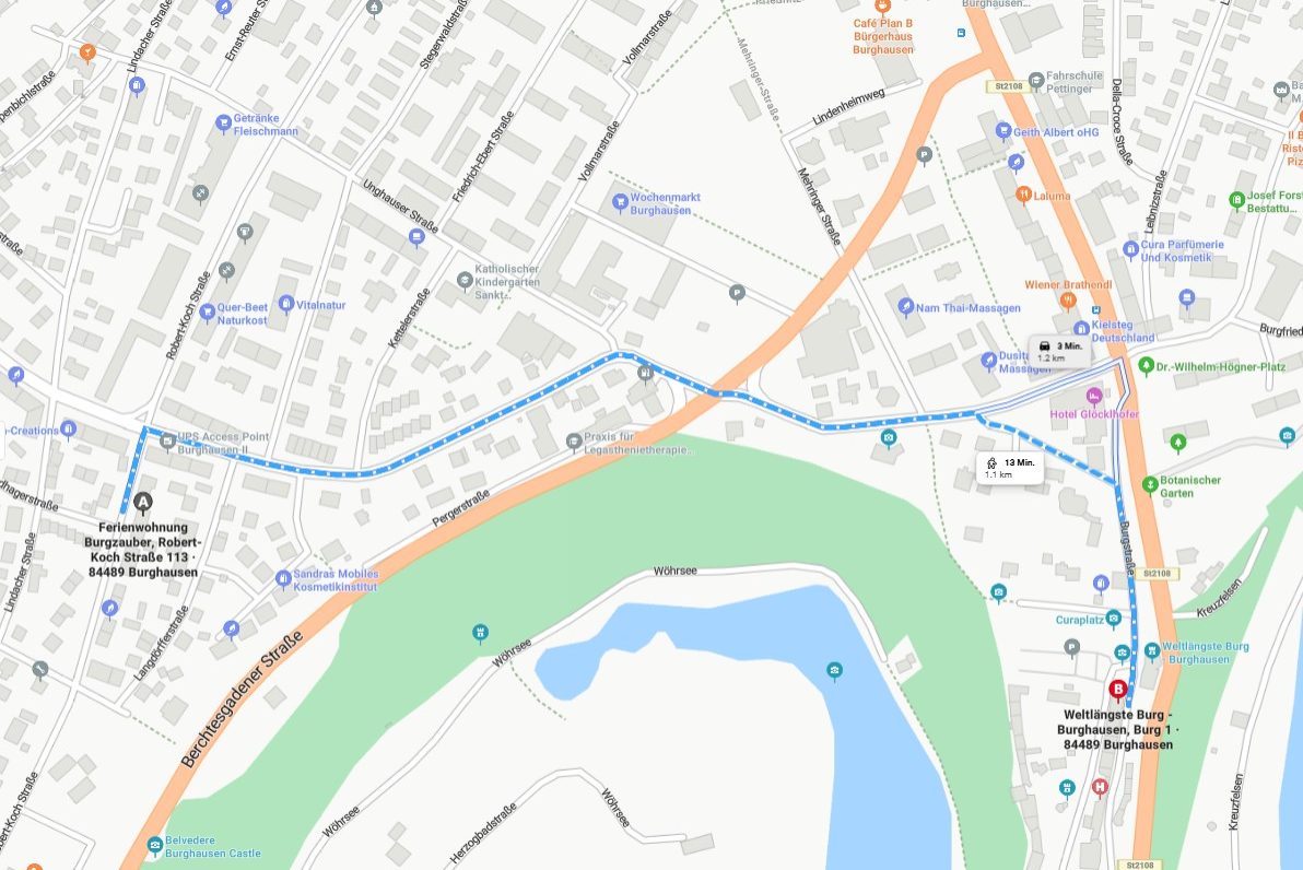 Karte Ferienwohnung Burgzauber zu weltlängster Burg Ferienwohnung Burgzauber Burghausen in Burghausen Karte mit Beschreibung zur längsten Burg der Welt